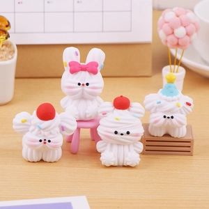 Kawaii Creamy Style Animal Resin Ornaments Dog Rabbit Bear Figurines For Home Office Desktop Decoration Birthday Cake Topper