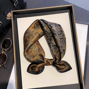 Carré De Satin Pure Satin De Mûrier Imprimé Paisley Rétro Élégant Luxe Bureau Foulard Pour Femmes