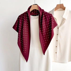 Polka Dot Triangular Scarf Polyester Satin Thin Cooling Elegant Neck Neckerchief Women French Style Decorative Accessory