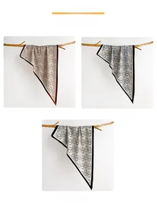 Three-color silk scarf set in brown, blue and white with luxury letter pattern