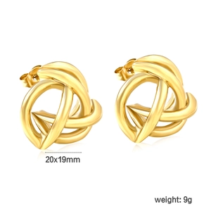 Irregular geometric rectangular button earrings with 18k gold plated stainless steel
