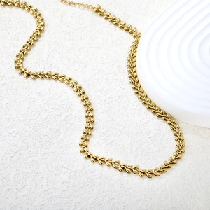 18k gold plated stainless steel wheat chain necklace with adjustable lobster clasp