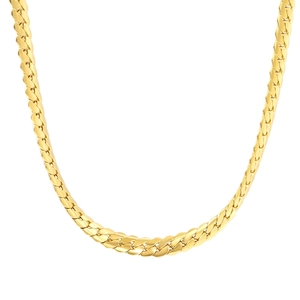 Polished 18K gold plated stainless steel double twisted Cuban link chain necklace for women