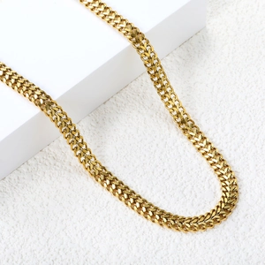Minimalistische 18K Vergoldete Edelstahlkette Mit Zweireihiger Webstruktur Für Damen Herren Unisex Vielseitige Franco Cuban Link Halskette Schmuck