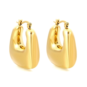 Boucles d'oreilles créoles dorées en forme de U au design épais et creux en acier