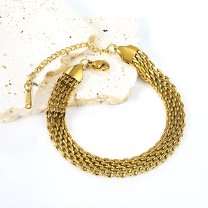 Bracciale multistrato in acciaio inossidabile placcato oro 18k impermeabile donna