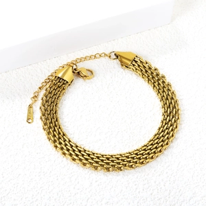 Bracciale a maglia intrecciata in acciaio inossidabile placcato oro 18 carati