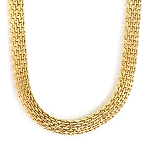 Elegante collana a maglia intrecciata in acciaio inossidabile placcato oro 18K con trama piatta