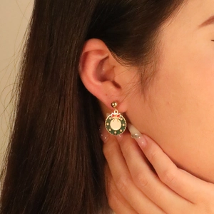 Christmas Wreath Stud Earrings Stainless Steel Enamel Red Bow Green Festive Holiday Party Jewelry For Women