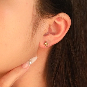 Boucles D'oreilles Puces Avion Acier Inoxydable Minimaliste Thème Voyage Bijoux Fins Pour Femmes Filles Forme Avion Simple