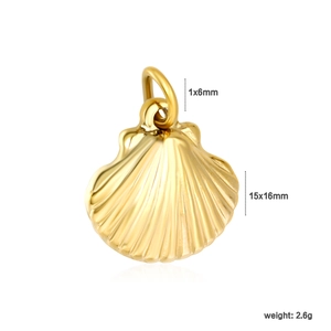 18K gold plated heart shell pendant in stainless steel with detailed dimensions and weight