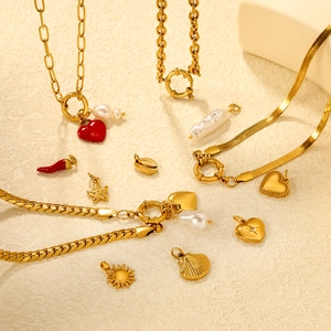 18K Gold Plated Stainless Steel Pendants Charms Heart Starfish Shell Sun Chili Shapes For DIY Jewelry Making Findings