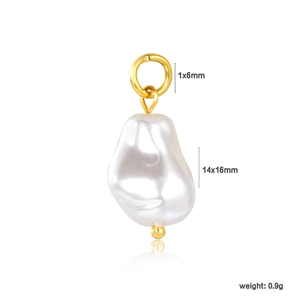 Baroque pearl flower pendant with gold ring, irregular shaped DIY jewelry accessory