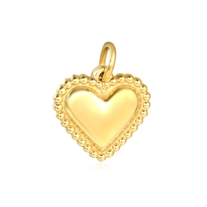 Pendentif cœur en or 18 carats avec bordure perlée en acier inoxydable accessoire