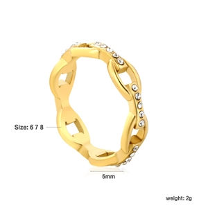 5mm 18k gold plated chain ring detail showing adjustable size and 2g weight specs