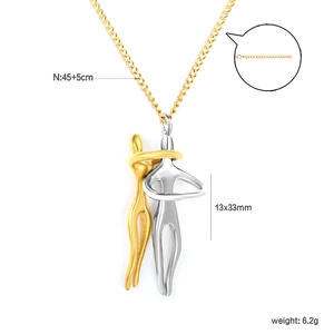Minimalist hug pendant necklace in gold and silver finish with 45+5cm adjustable chain