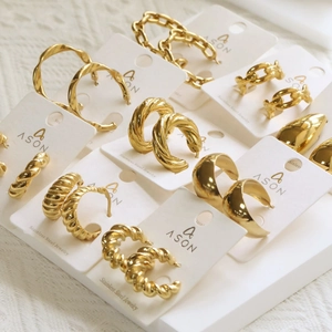 Boucles D'oreilles Créoles Torsadées Plaqué Or Acier Inoxydable Irrégulier Géométrique Forme C Bijoux Pour Femmes Mode Moderne
