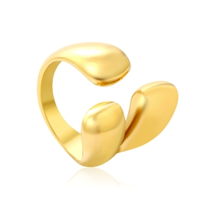 Irregular water drop open ring in 18K gold plated stainless steel for women