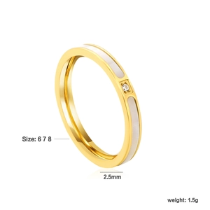 Anello in acciaio inossidabile placcato oro 18k con intarsio in madreperla e zircone
