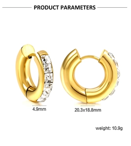 Parametri del prodotto orecchini a cerchio oro con zirconi bianchi larghezza 4.9mm