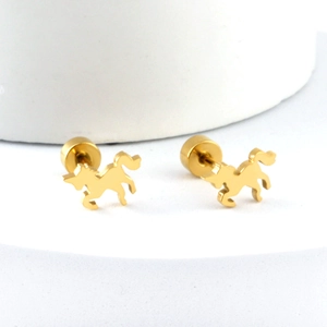 Cute Unicorn Stud Earrings Gold Plated Stainless Steel Twist Screw Back Minimalist Animal Jewelry For Women Girls