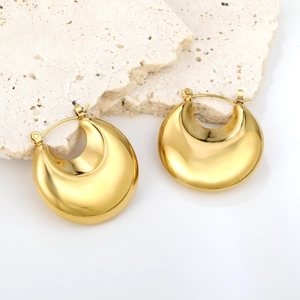 Boucles d'oreilles créoles dorées épaisses de style français poli miroir