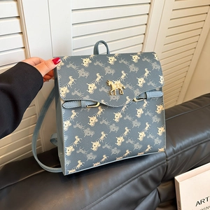 Sac À Dos Mode Femmes Cuir PU Imprimé Carrosse Fermoir Magnétique Rétro Décontracté Voyage Sac D'école Pour Dames