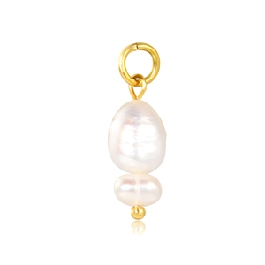 Double natural baroque pearl pendant with 18K gold plated connector for DIY necklace