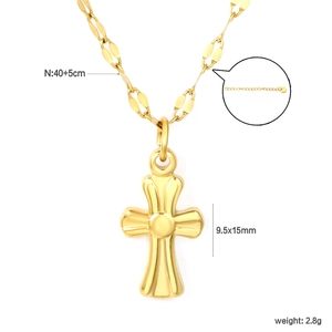 Collier avec pendentif croix en acier inoxydable doré 18K et chaîne réglable de 40+5cm