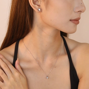 Collier Et Boucles D'oreilles Cœur En Acier Inoxydable Zircon Pendentif Doux Style Simple Délicat Pour Femmes
