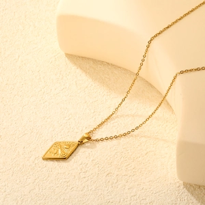18K gold plated stainless steel sun moon diamond pendant necklace for women