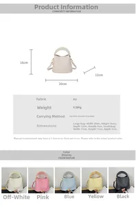 Spécifications de taille et comparatif de couleurs du sac seau en similicuir avec poignée résine