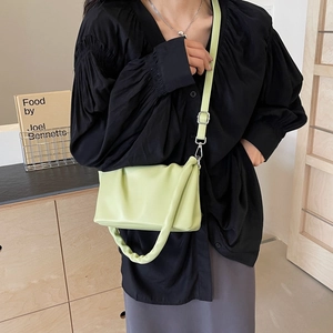Fashionable sage green pleated cloud bag with detachable strap for casual styling