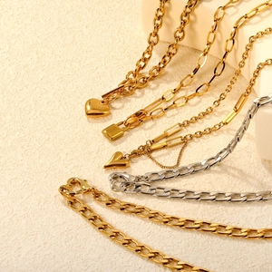 Collier Pendentif Cœur Acier Inoxydable 304 Fermoir À Bascule Chaîne Épaisse Hip Hop Punk Bijoux Pour Femmes