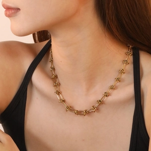 Knot Link Chain Necklace 304 Stainless Steel Minimalist Geometric Jewelry Accessories For Women Trendy Cold Style Design