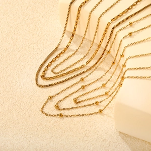 Minimalistische Mehrlagige Halskette Edelstahl Vakuum Vergoldet Box Und Perlenkette Eleganter Schmuck Für Damen