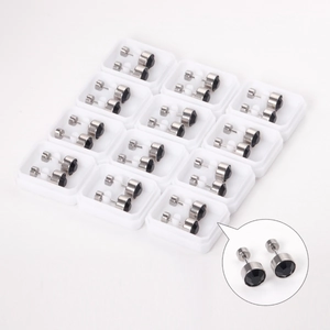 Lot de 12 paires de boucles d'oreilles en acier inoxydable avec zircons noirs à vis