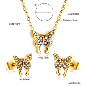 Tableau des tailles pour parure papillon avec dimensions du collier et des boucles d'oreilles