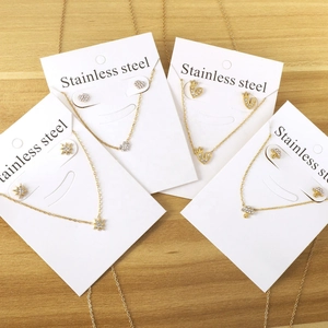 Ensembles de bijoux dorés en acier inoxydable avec pendentifs cœur et étoile
