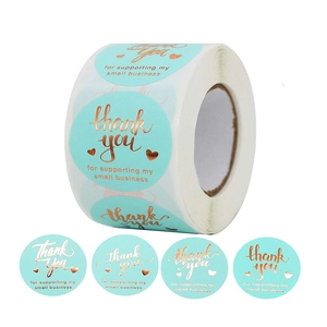 Thank You Stickers Round Gold Foil Heart Labels For Small Business Packaging Mailing Decor Roll
