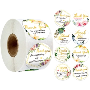 Autocollants Floraux Thank You For Supporting My Small Business Étiquettes Adhésives Rondes Pour Emballage Cadeau Décoration Mariage