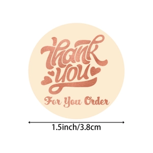 1.5 inch beige and rose gold Thank You For Your Order roll stickers with heart detail