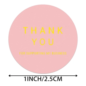 Pink and gold 1 inch Thank You For Supporting My Business round packaging stickers