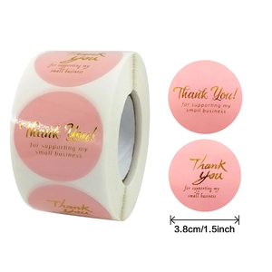 Adesivi Grazie Piccole Imprese Etichette Rotonde Rosa Stampa Oro A Caldo Adesivo Sigillo Confezione Per Sacchetti Regalo Buste