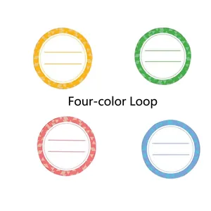 Set of 2-inch colorful food jar labels with 4-color cycling and writing lines