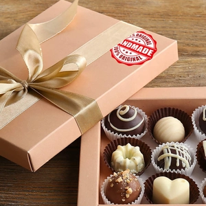 Exquisite handmade chocolate gift box with 9 assorted truffles and elegant ribbon