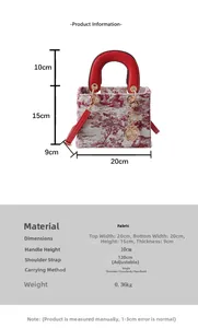 Detailed size specifications and dimensions for the embroidered canvas crossbody bag