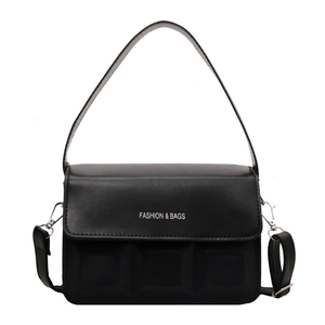 Minimalist black matte crossbody bag with embossed patterns and FASHION & BAGS print