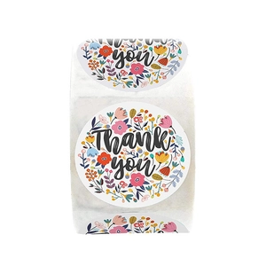 Rouleau d'autocollants Thank You floraux pour emballage cadeau avec motifs fleurs