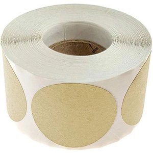 Roll of 2-inch round natural Kraft paper labels for food dates and gift packaging